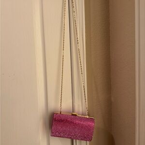 INC Pink Rhinestone Clutch Purse